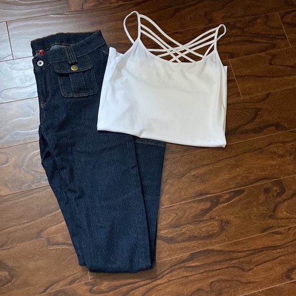 Be-Girl butt lifter dark indigo cargo pocket skinny jeans in size 11/12 - Picture 6 of 9